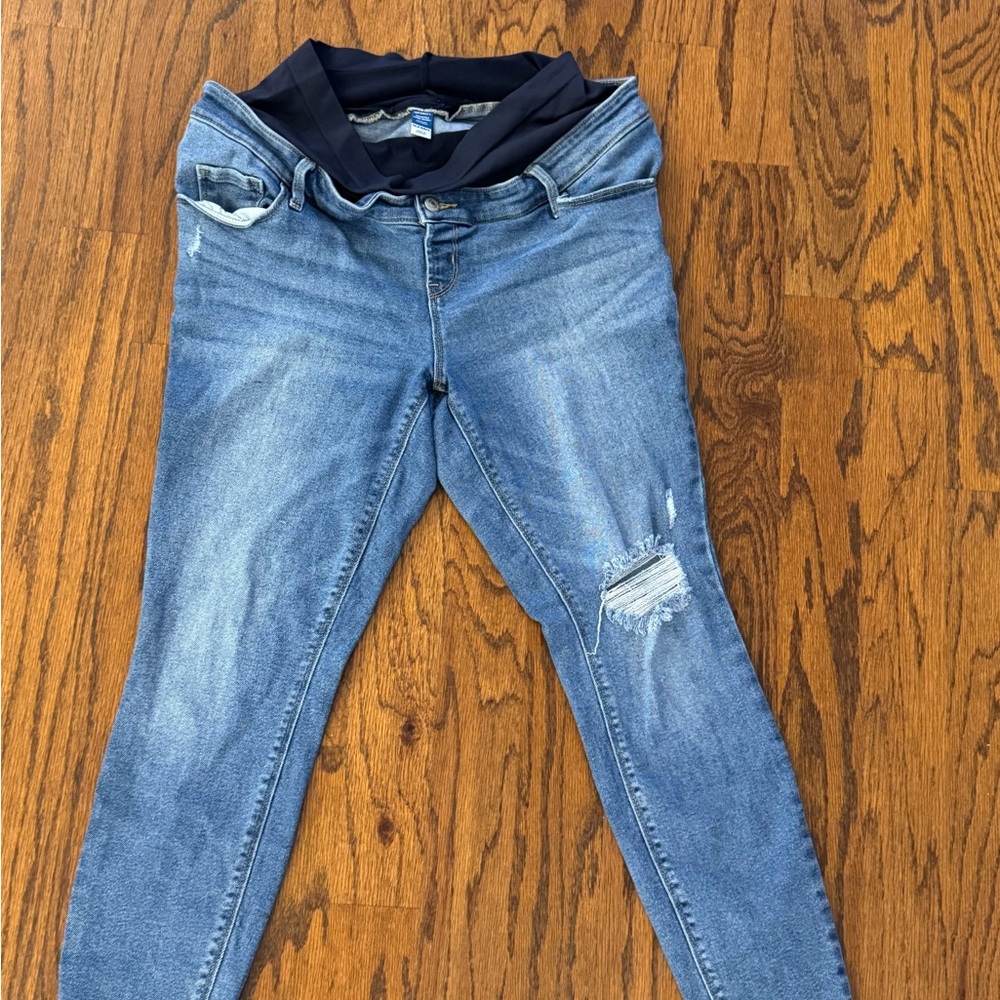Old Navy Blue Distressed Skinny Jeans MATERNITY